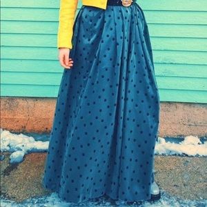 Blue vintage polka dot circle skirt